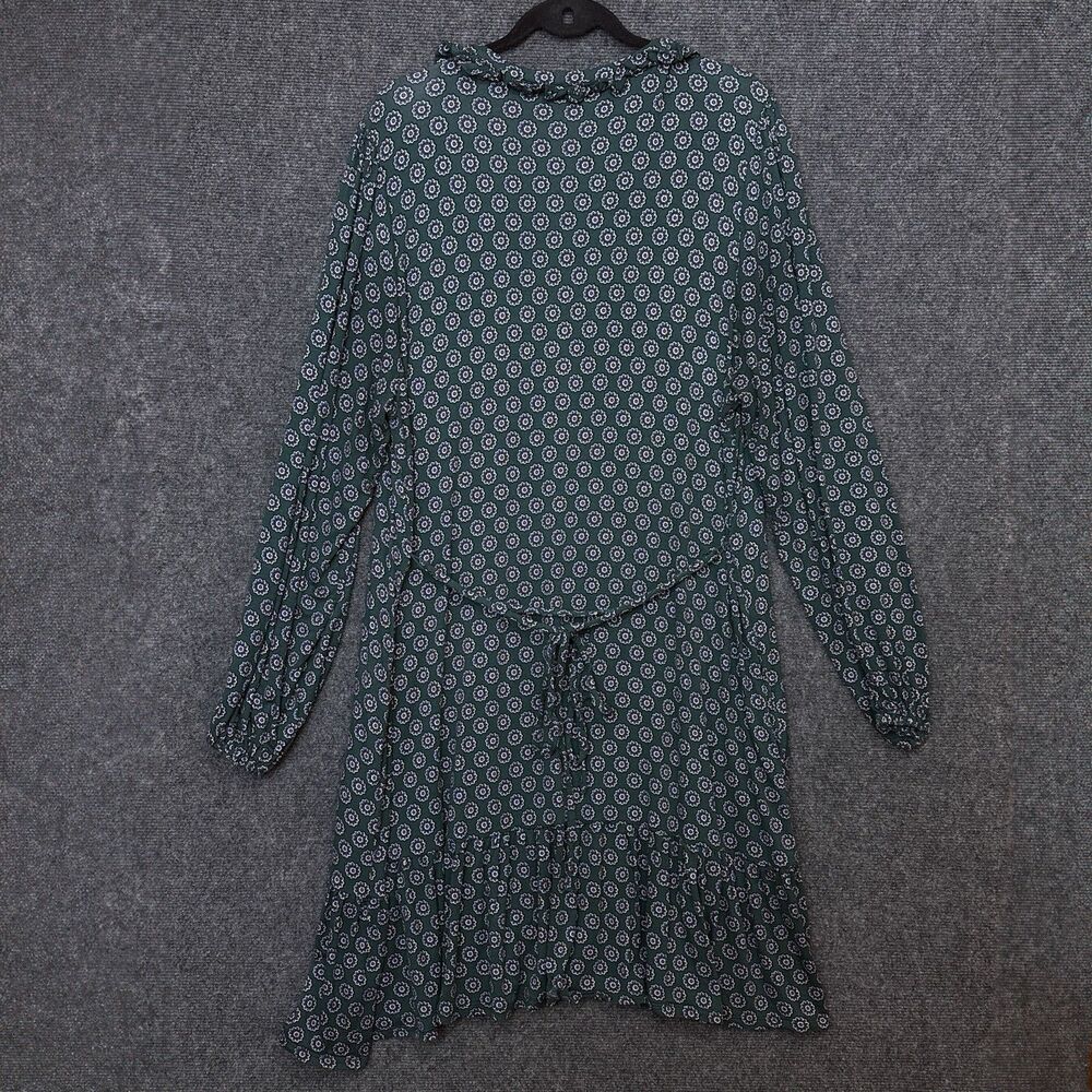 Boden Green Geo Jersey Dress 20/22 V-Neck Stretch Pockets Boho Fall Style - Picture 7 of 10